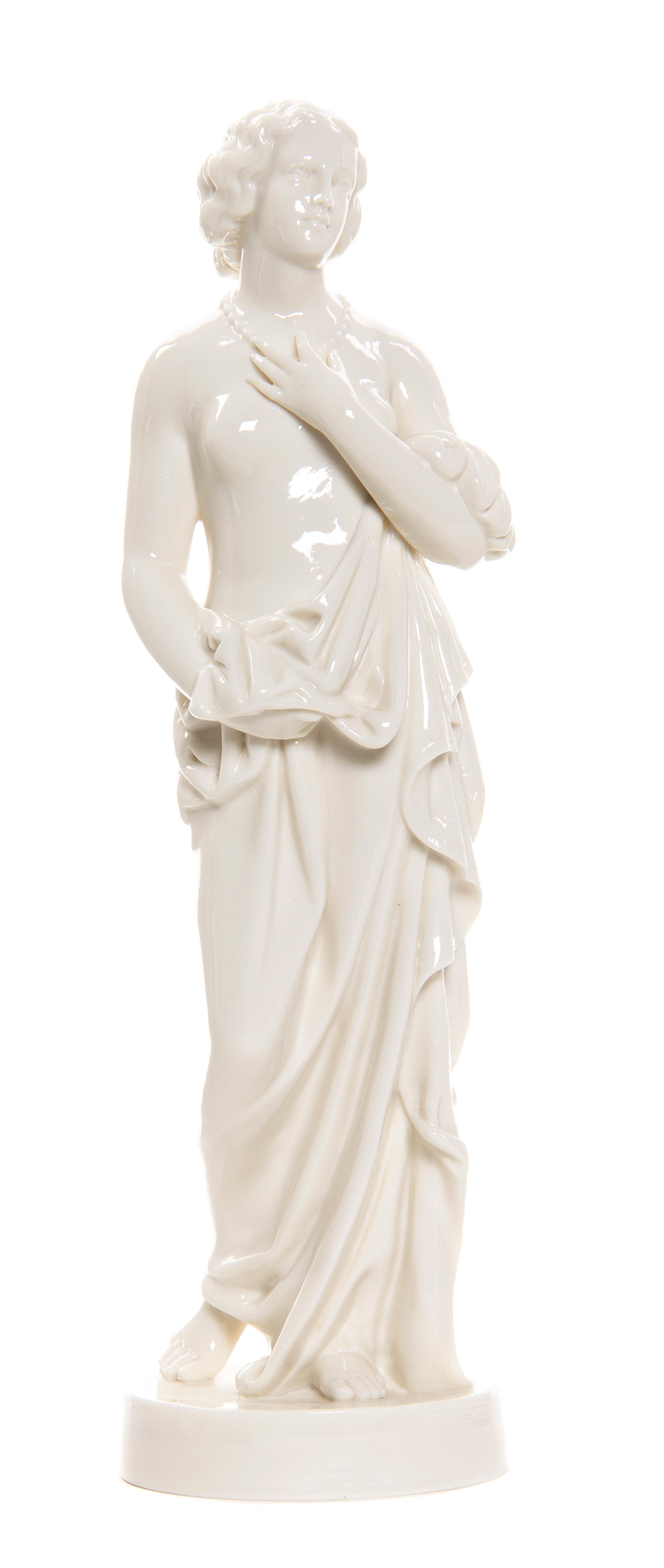 A Belleek Affection Figure, Height 14 1/2 inches.