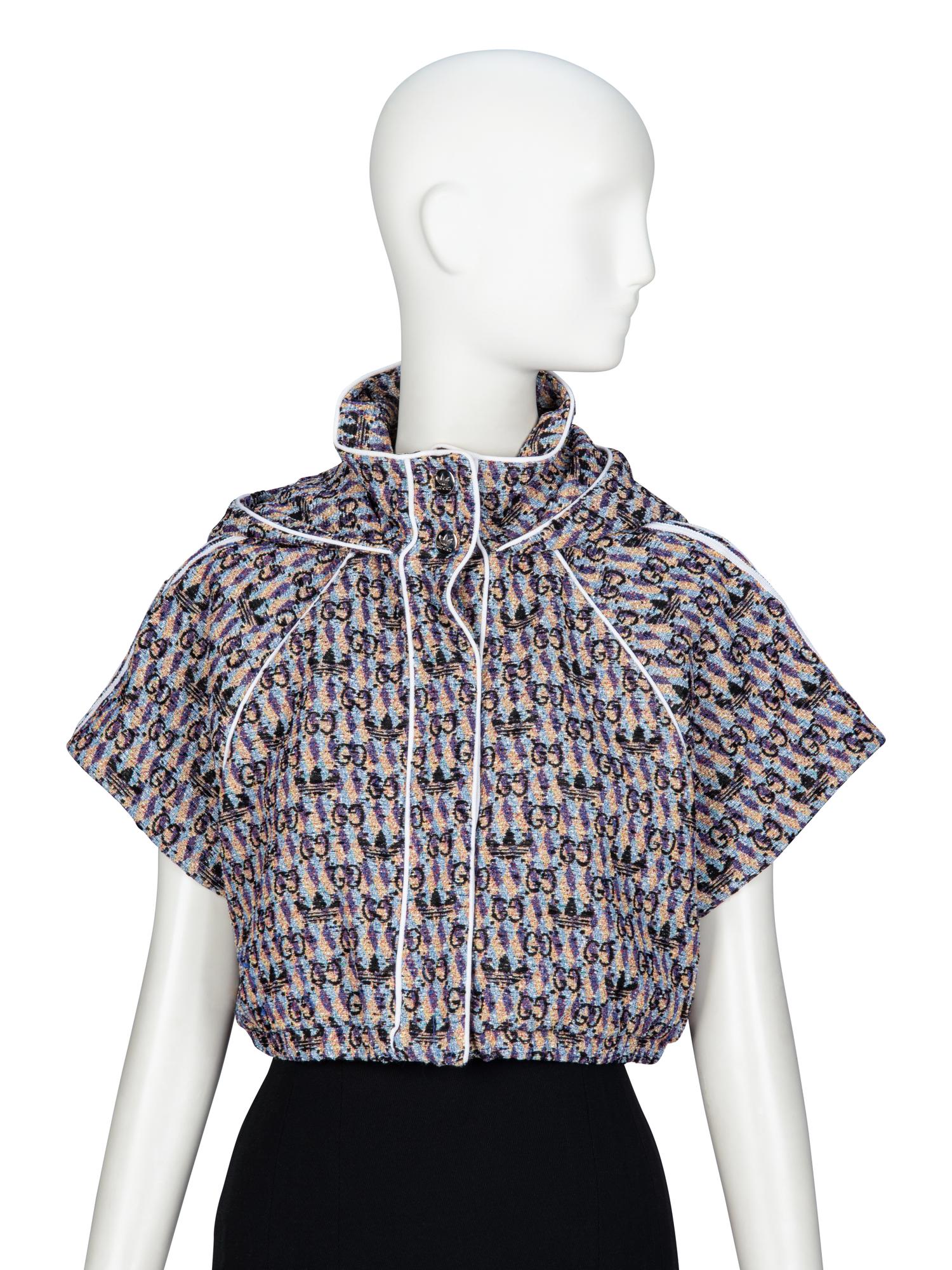 GUCCI x ADIDAS, MONOGRAM TWEED CROP JACKET - UNSOLD, FOR TAG SALE
