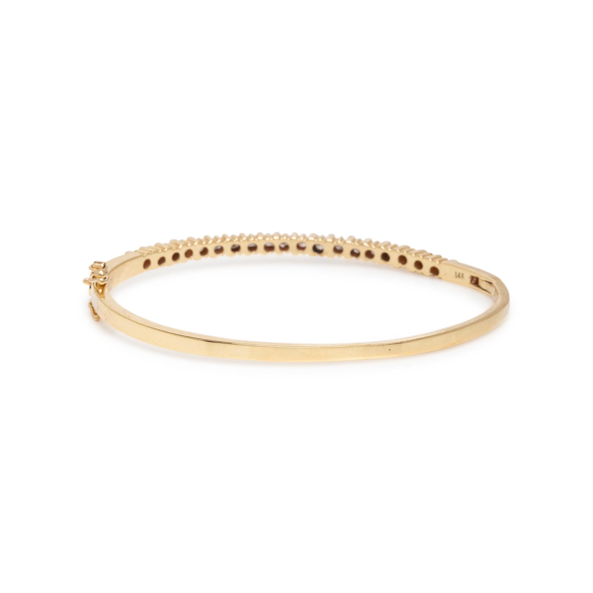 YELLOW GOLD AND DIAMOND BANGLE BRACELET AND HOOP EARRINGS
