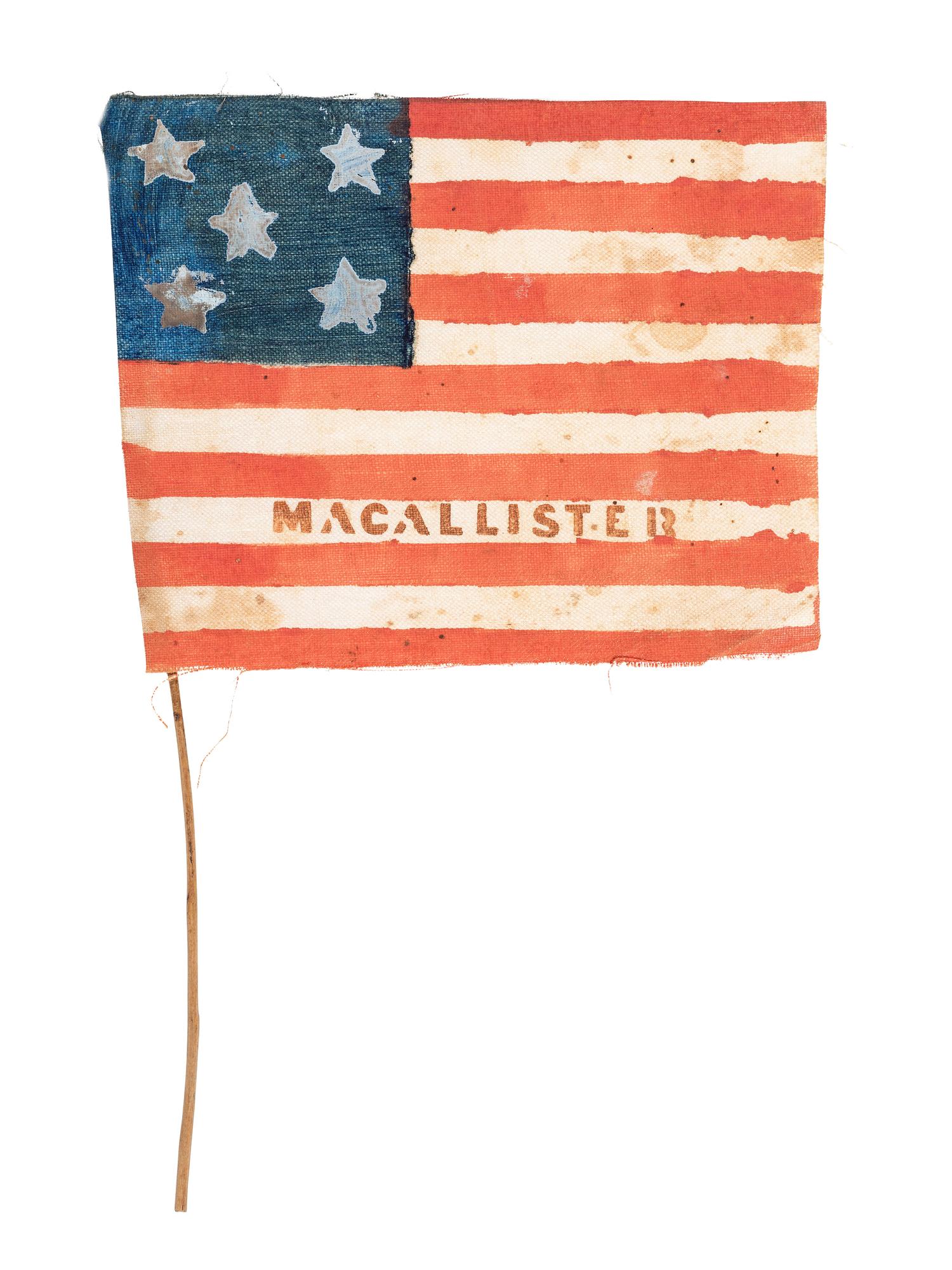 [FLAGS]. 5-star American flag found inside Theological Dictionary, possibly a "bible flag."