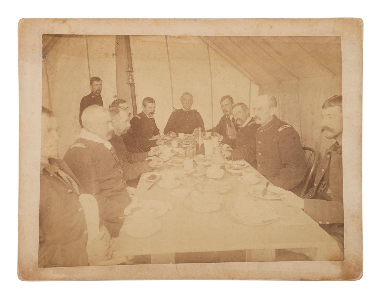 [WOUNDED KNEE]. A group of 4 photographs of General Nelson Miles and his staff at Pine Ridge Agency. Ca 1891.