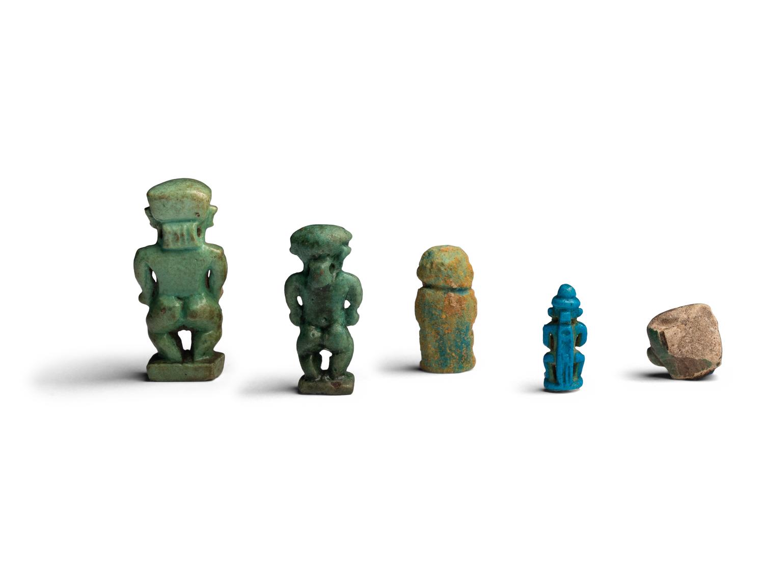 Five Egyptian Faience Ptah Amulets