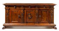 An Italian Renaissance Style Walnut Console Cabinet Height 43 1/4 x width 92 x depth 26 inches. — 20TH CENTURY