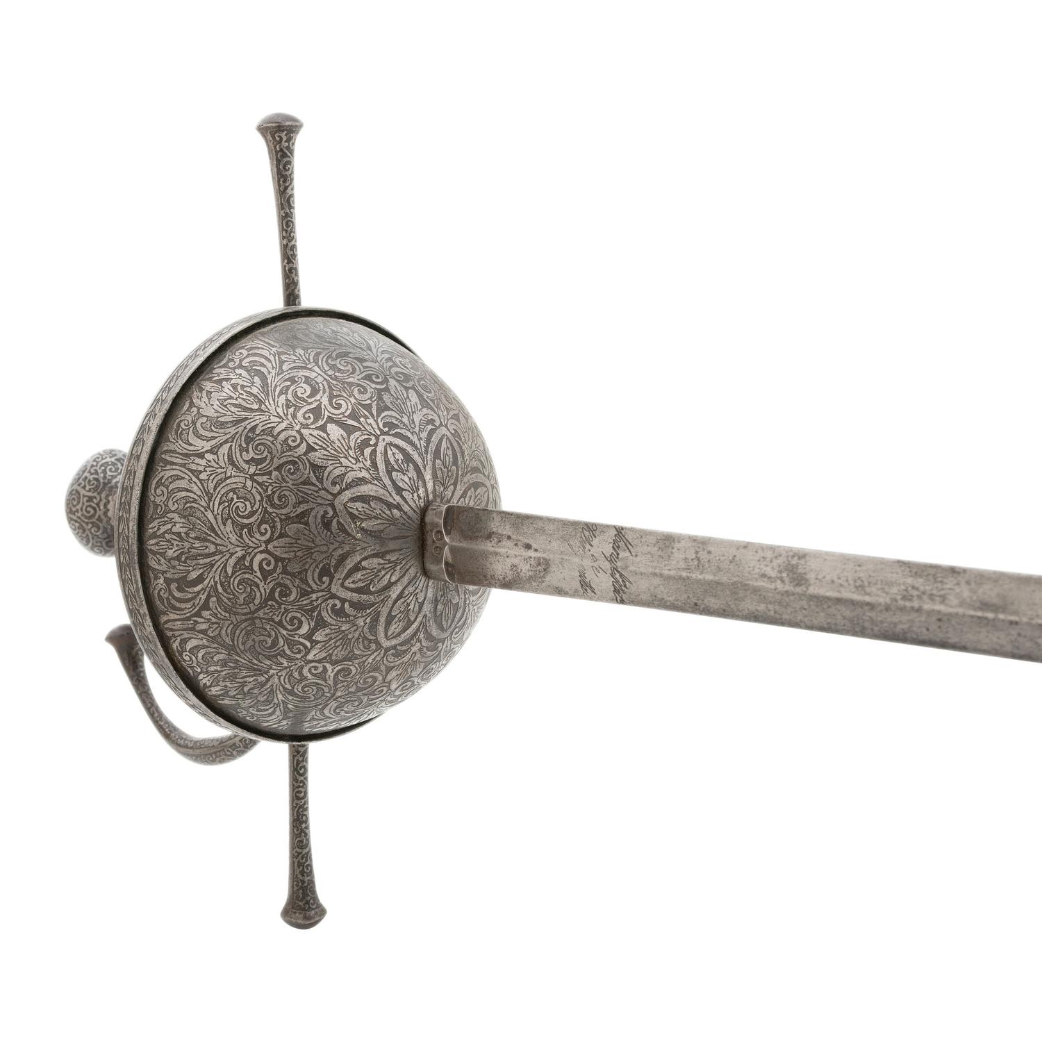 Spanish Etched Steel Cup Hilt Rapier with Klingenthal Blade