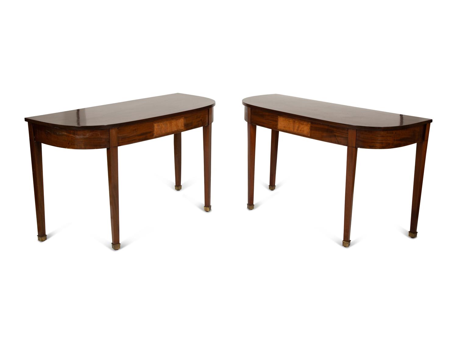 A Pair of George III Style Mahogany Console Tables