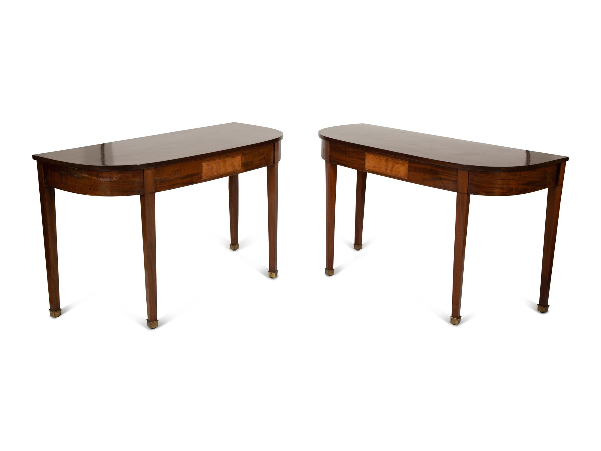 A Pair of George III Style Mahogany Console Tables