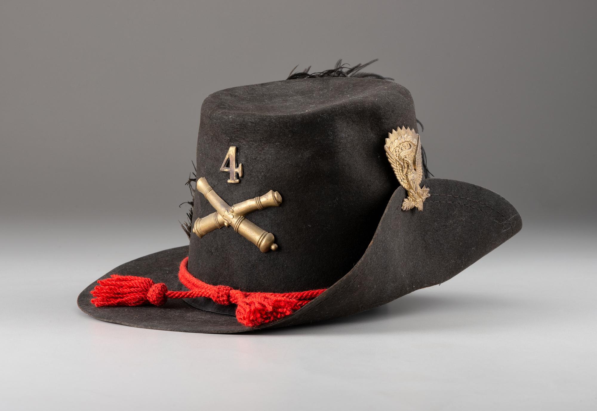 [CIVIL WAR]. Model 1858 Union artillery Hardee hat with added insignia.