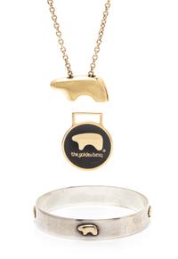 A Collection of 14 Karat Yellow Gold and Sterling Silver Bear Motif Jewelry, The Golden Bear, 46.50 dwts.