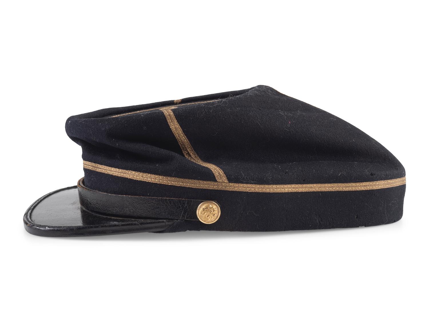 Private Jacob H. Perine, Company E, 4th Michigan Infantry, WIA twice at Gettysburg. A collection of items, incl. GAR dress cap, ribbons, and buttons.