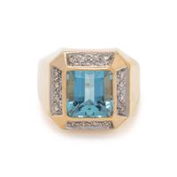 AQUAMARINE AND DIAMOND RING