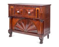 A Classical Carved, Inlaid and Veneered Mahogany Secretary Base