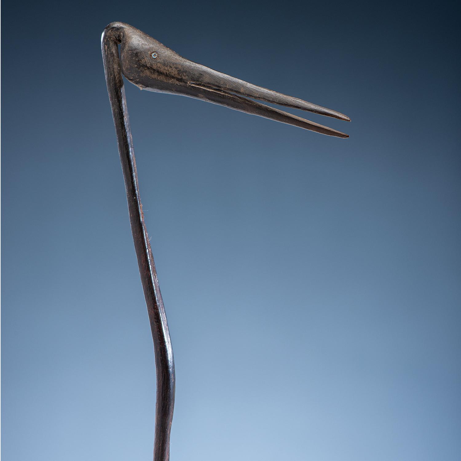 Sioux Buffalo Horn Ladle, with Crane Effigy