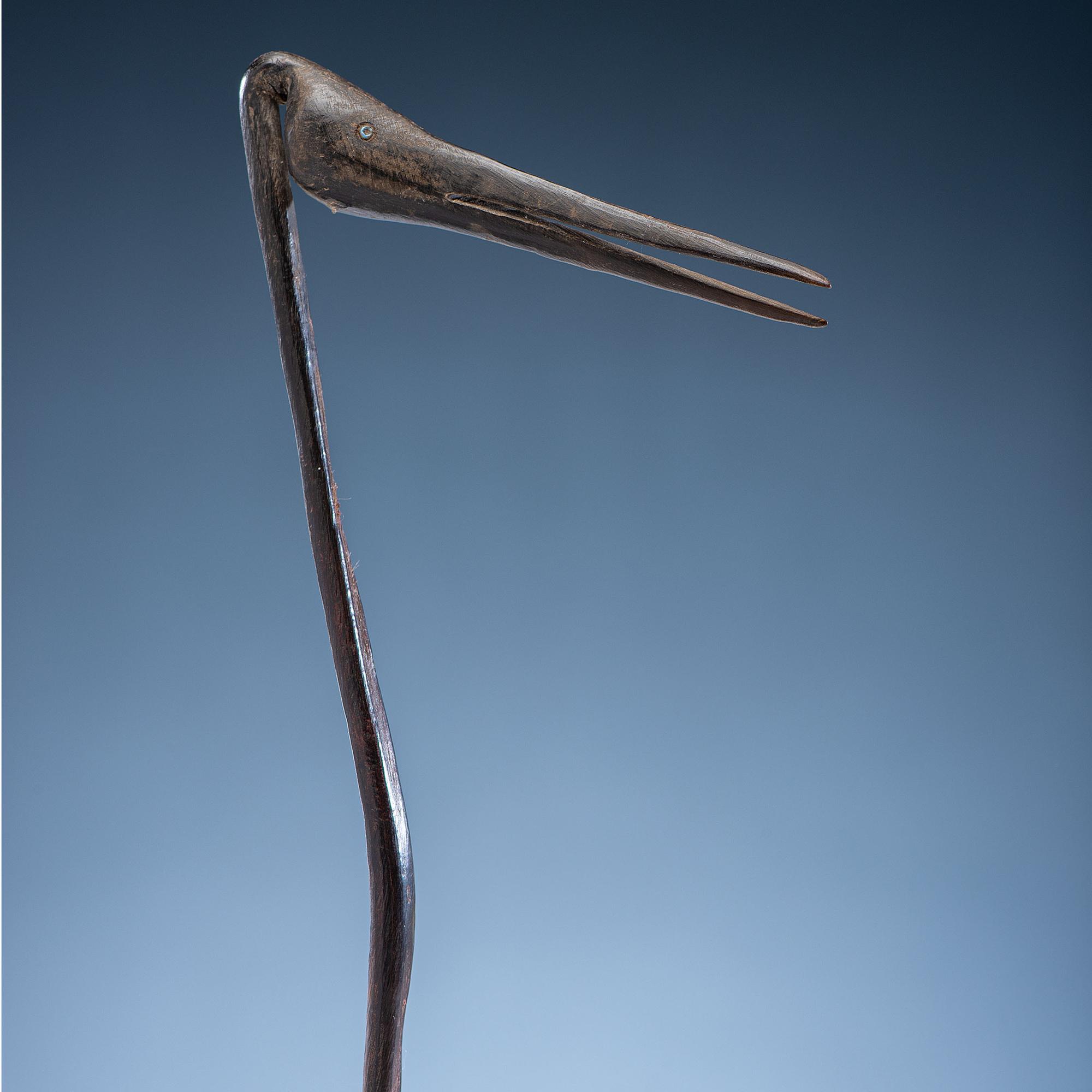 Sioux Buffalo Horn Ladle, with Crane Effigy