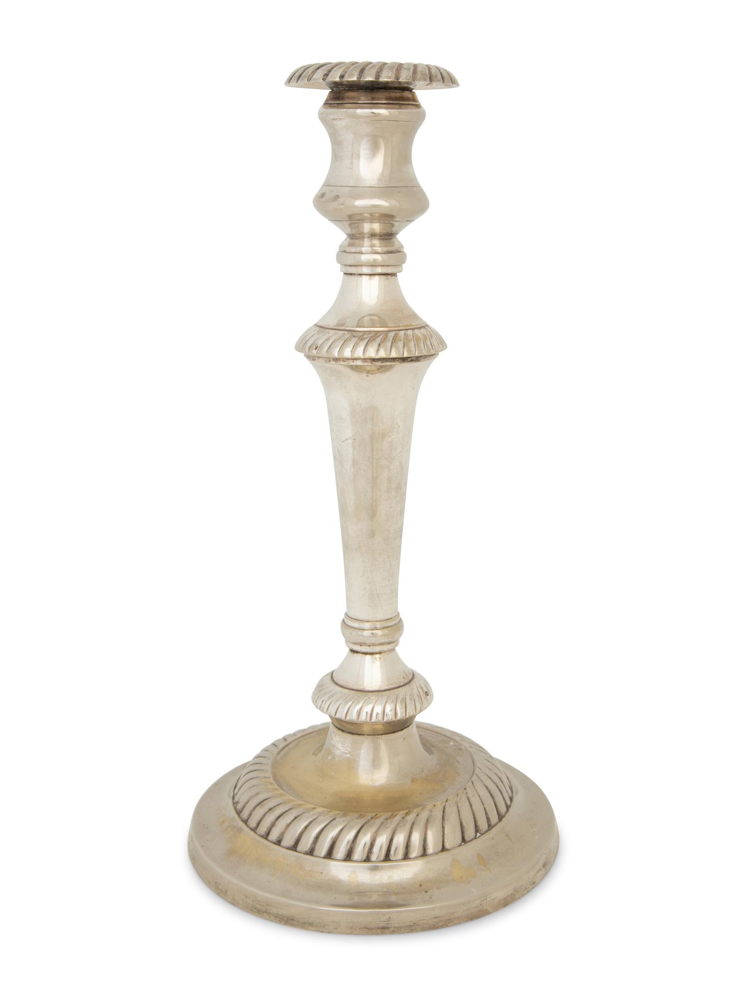 A Set of Six Georgian Style Silver Plate Candlesticks — 20th Century