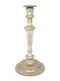 A Set of Six Georgian Style Silver Plate Candlesticks — 20th Century