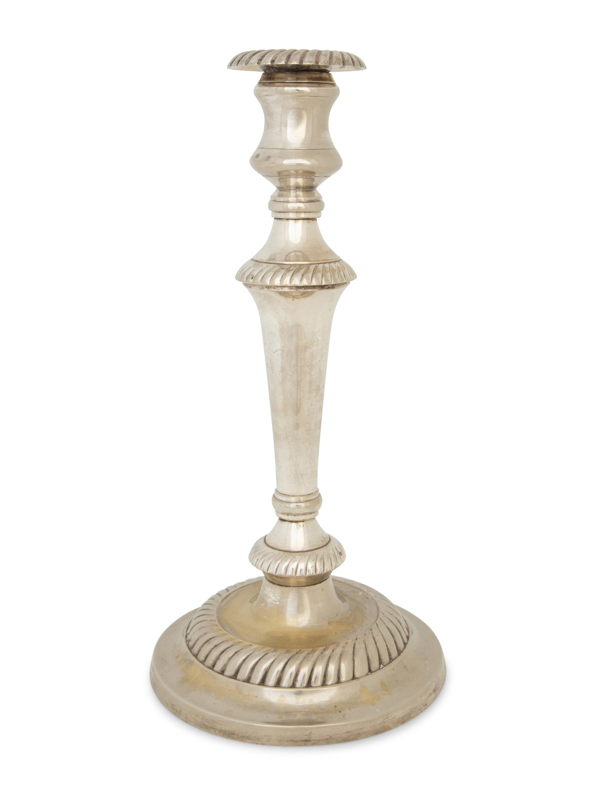 A Set of Six Georgian Style Silver Plate Candlesticks — 20th Century