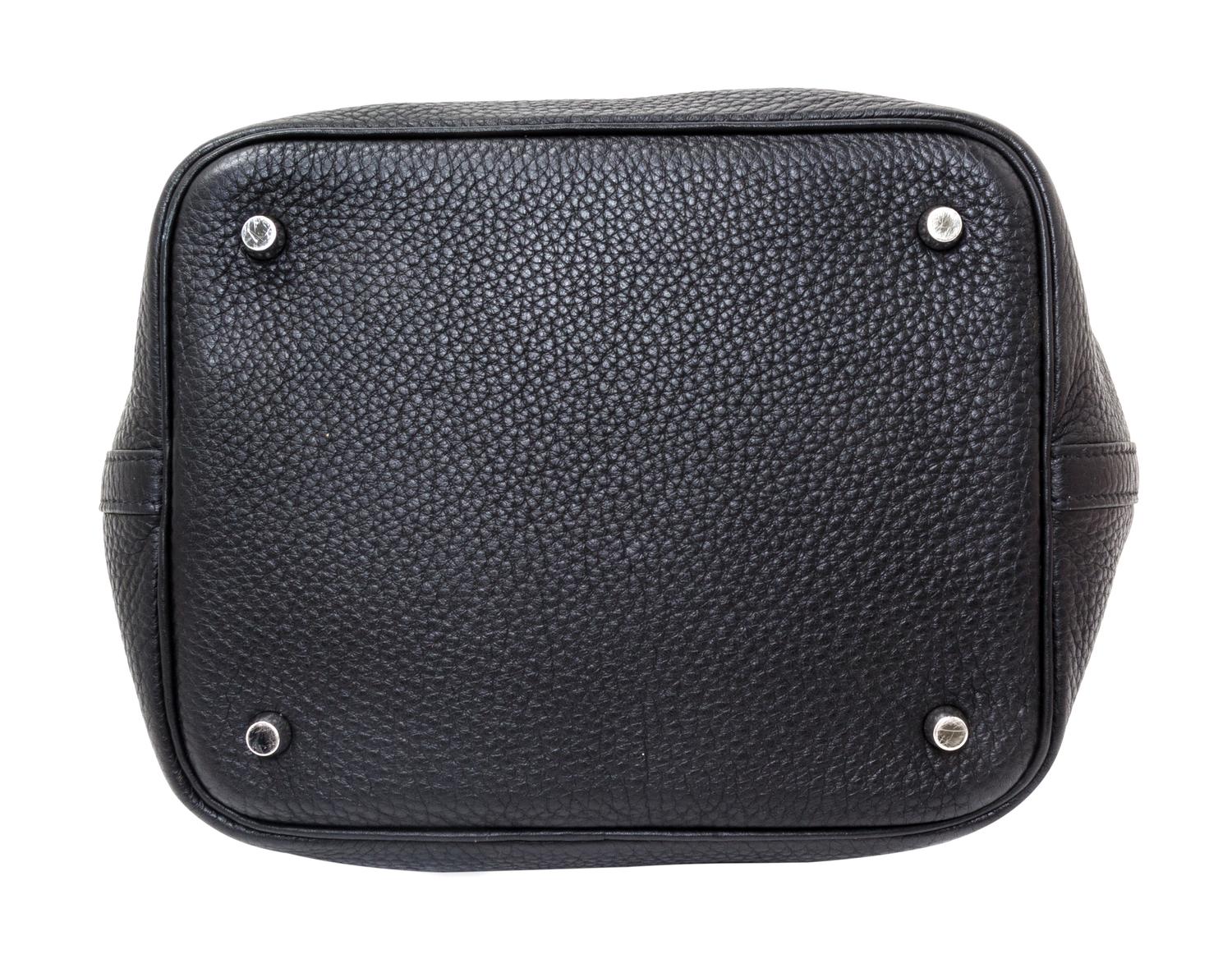 A Hermes Black Taurillon Clemence Picotin MM Handbag, 9" x 8.5" x 7".