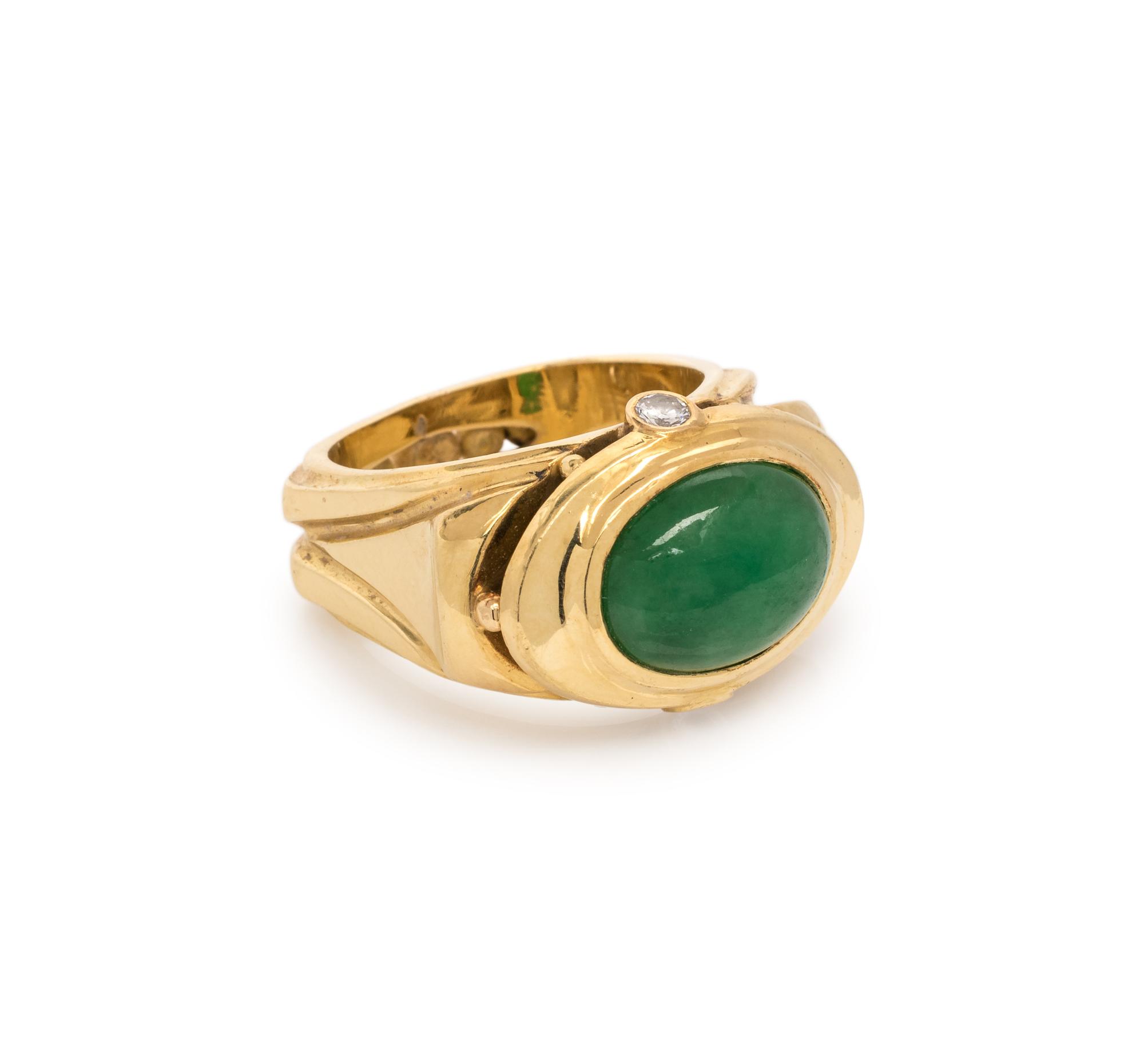 RICHARD KIMBALL, YELLOW GOLD, JADE AND DIAMOND RING