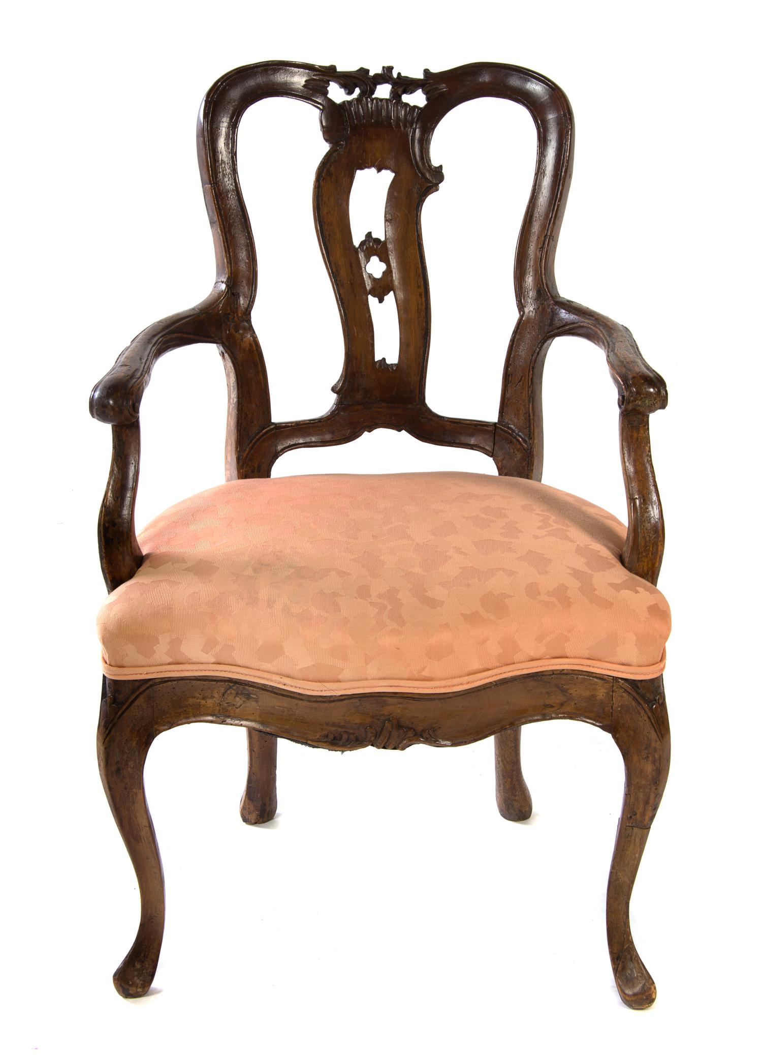 A Dutch Walnut Armchair Height 33 1/4 inches. — LIKELY EARLY 18TH CENTURY