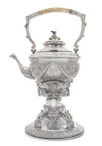 A Belgian Silver Kettle-on-Stand