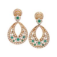 EMERALD AND DIAMOND EARCLIPS