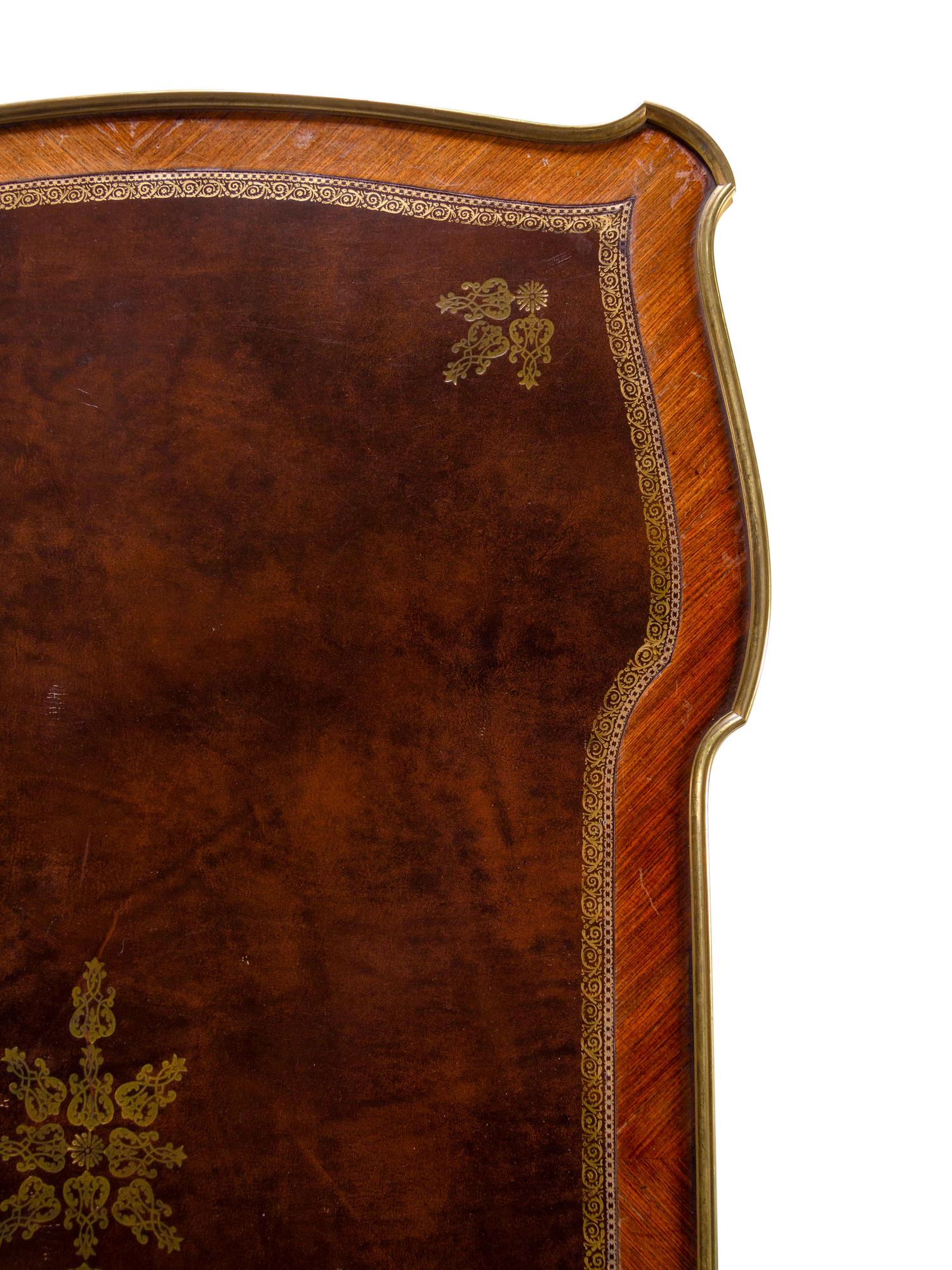 A Louis XV Style Gilt Bronze Mounted Kingwood Bureau Plat by François Linke
