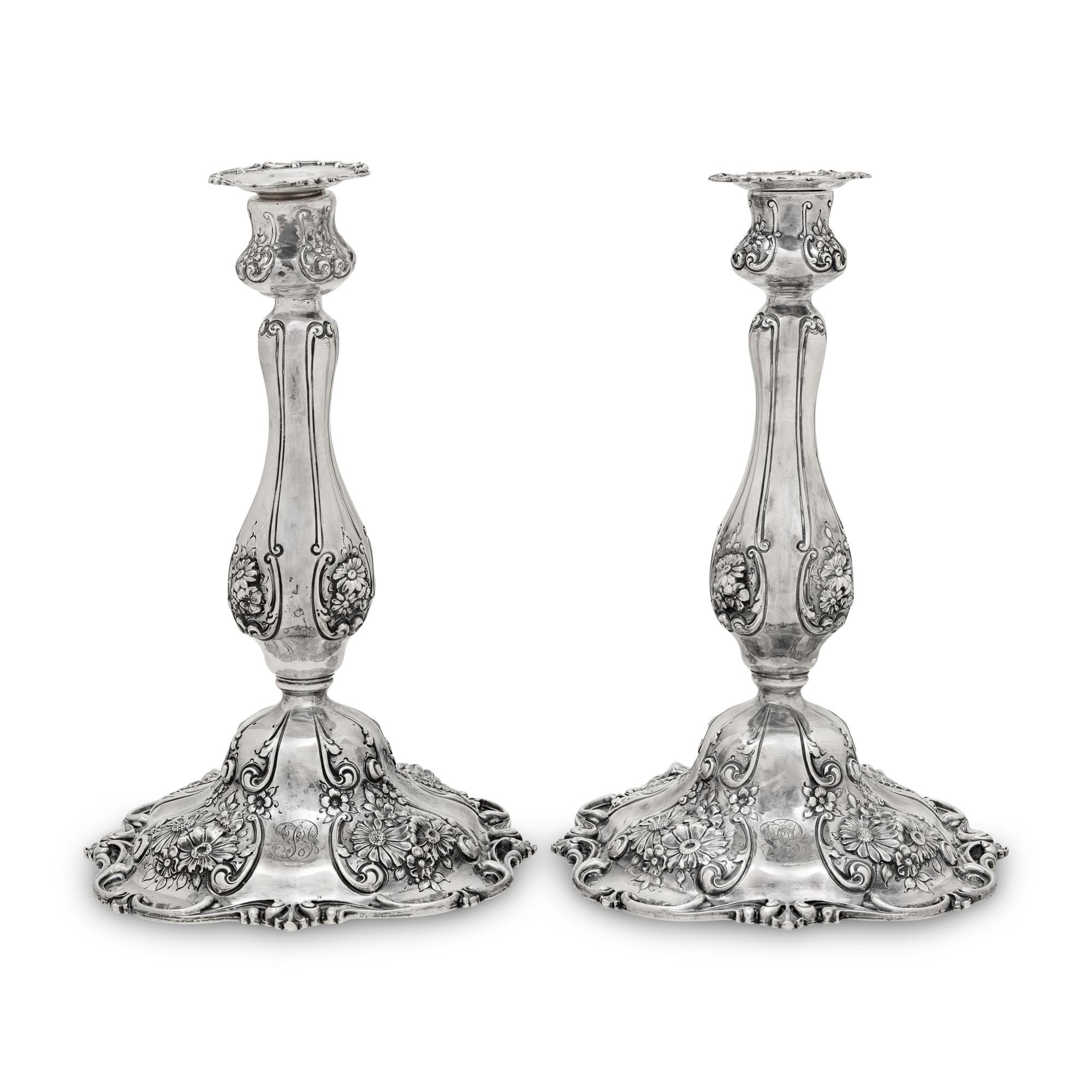 A Pair of American Silver Candlesticks