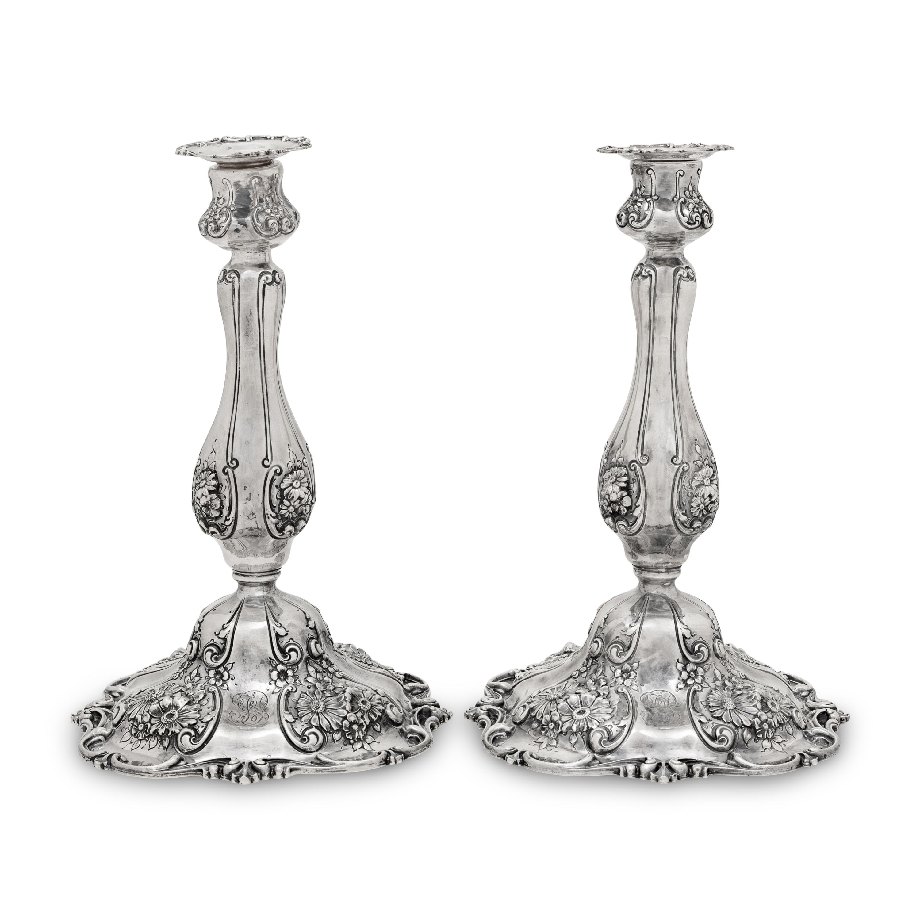 A Pair of American Silver Candlesticks