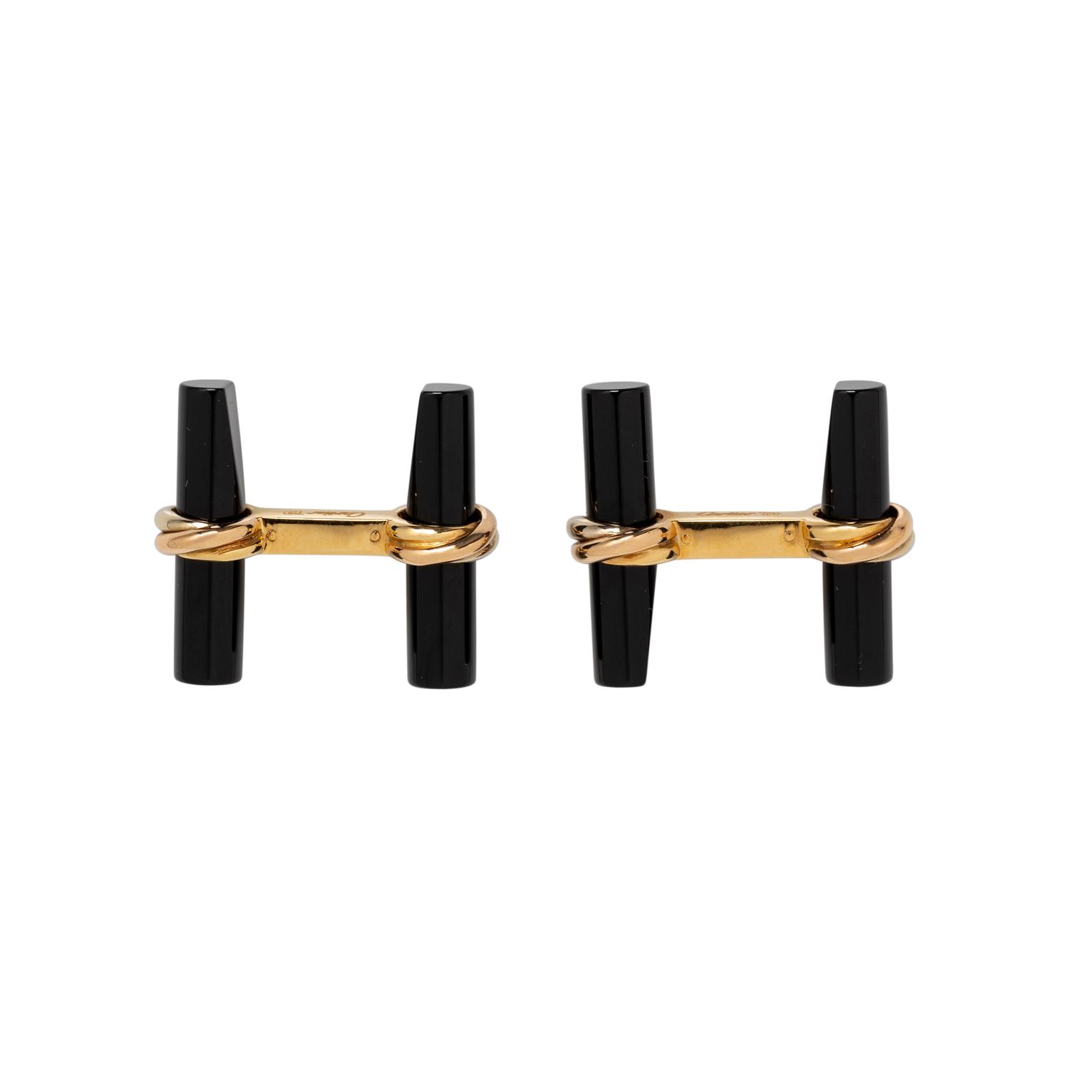 CARTIER, ONYX CUFFLINKS