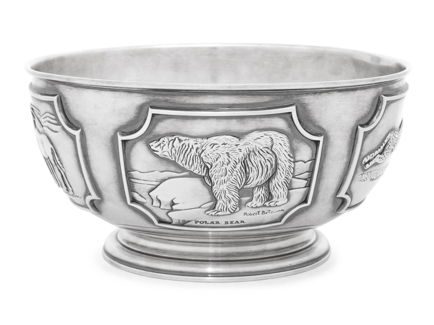 An English Silver Limited Edition World Wildlife Fund Center Bowl