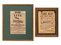 [TRANSPORTATION]. A group of 2 broadsides promoting ships, incl. the Barge Manhattan and the Steamer Melvin .