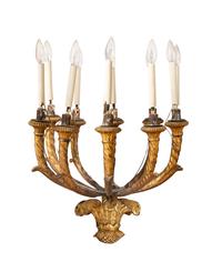 A Large Gilt Tôle, Glass and Giltwood Hall Lantern from the Embassy of Italy, Washington, D.C.