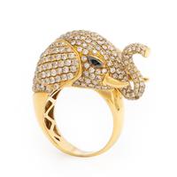 Diamond and Yellow Gold Elephant Ring