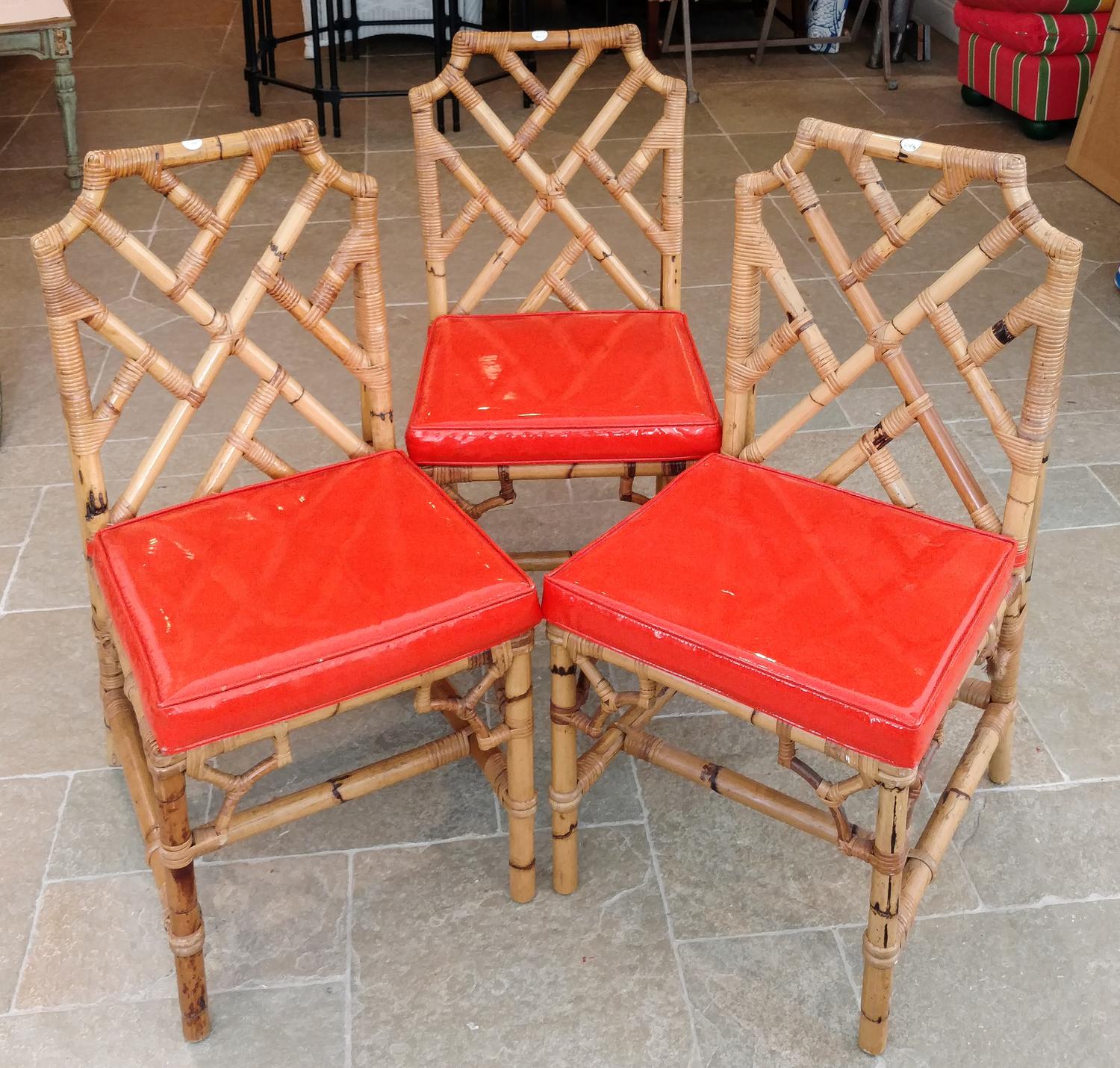A Pair of Bamboo Side Chairs Height of chairs 36 inches (each). — 20TH CENTURY