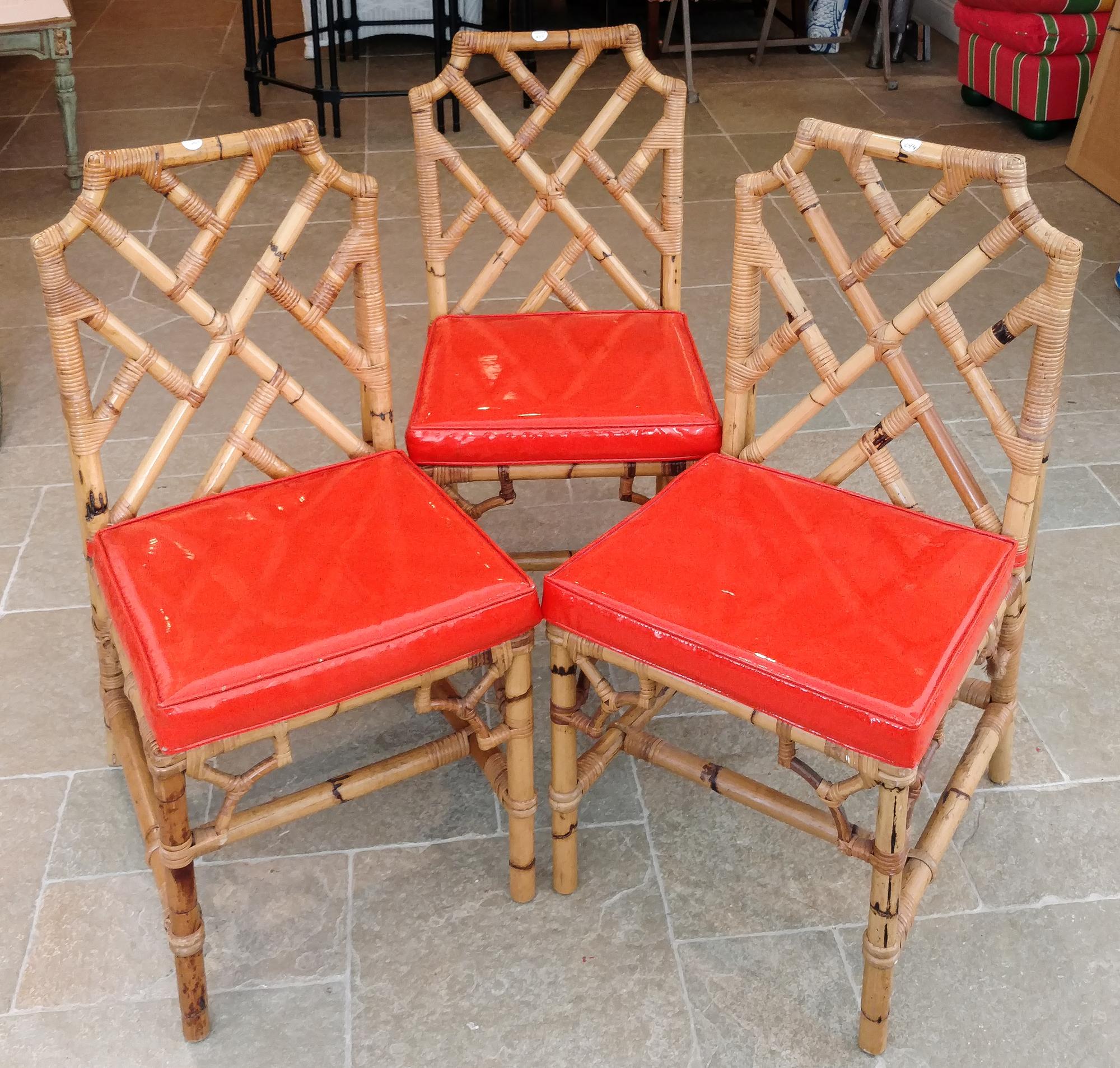 A Pair of Bamboo Side Chairs Height of chairs 36 inches (each). — 20TH CENTURY
