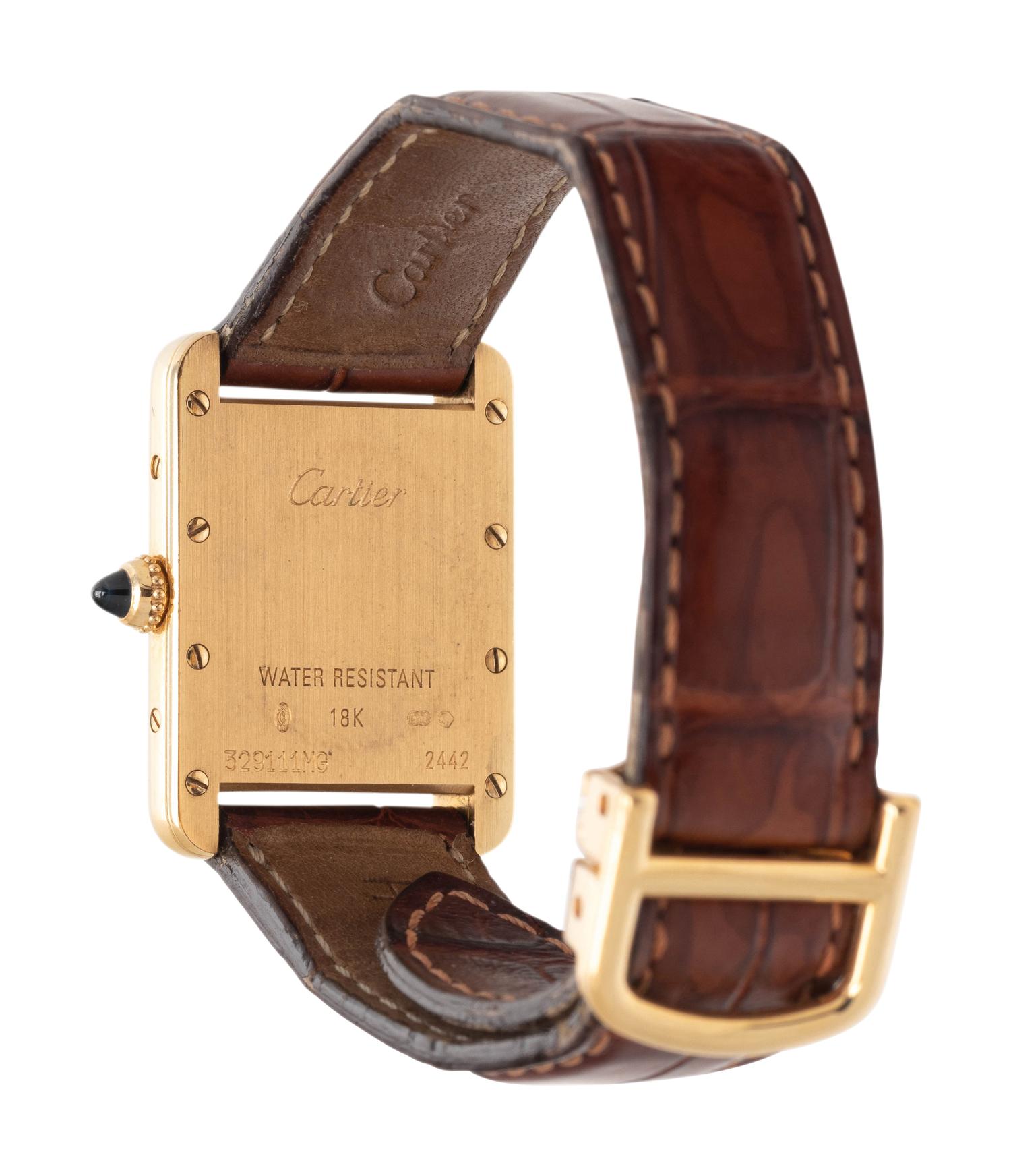 CARTIER, REF. 2442 18K YELLOW GOLD 'TANK' WRISTWATCH