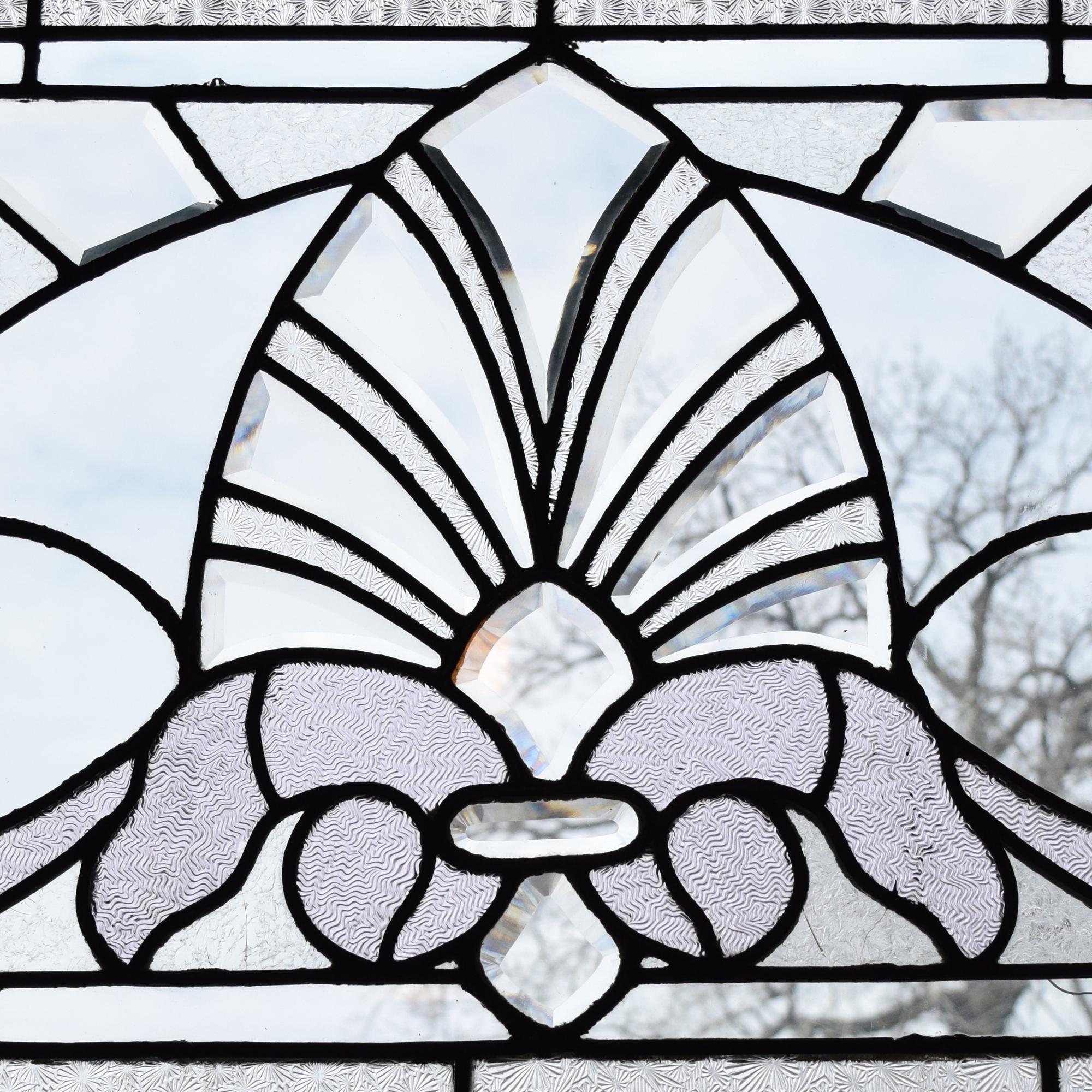 A Leaded Glass Window 48" W x 2" D x 24.5" H — United States, 19th Century
