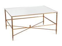 A Mirror-Inset Gilt Metal Low Table