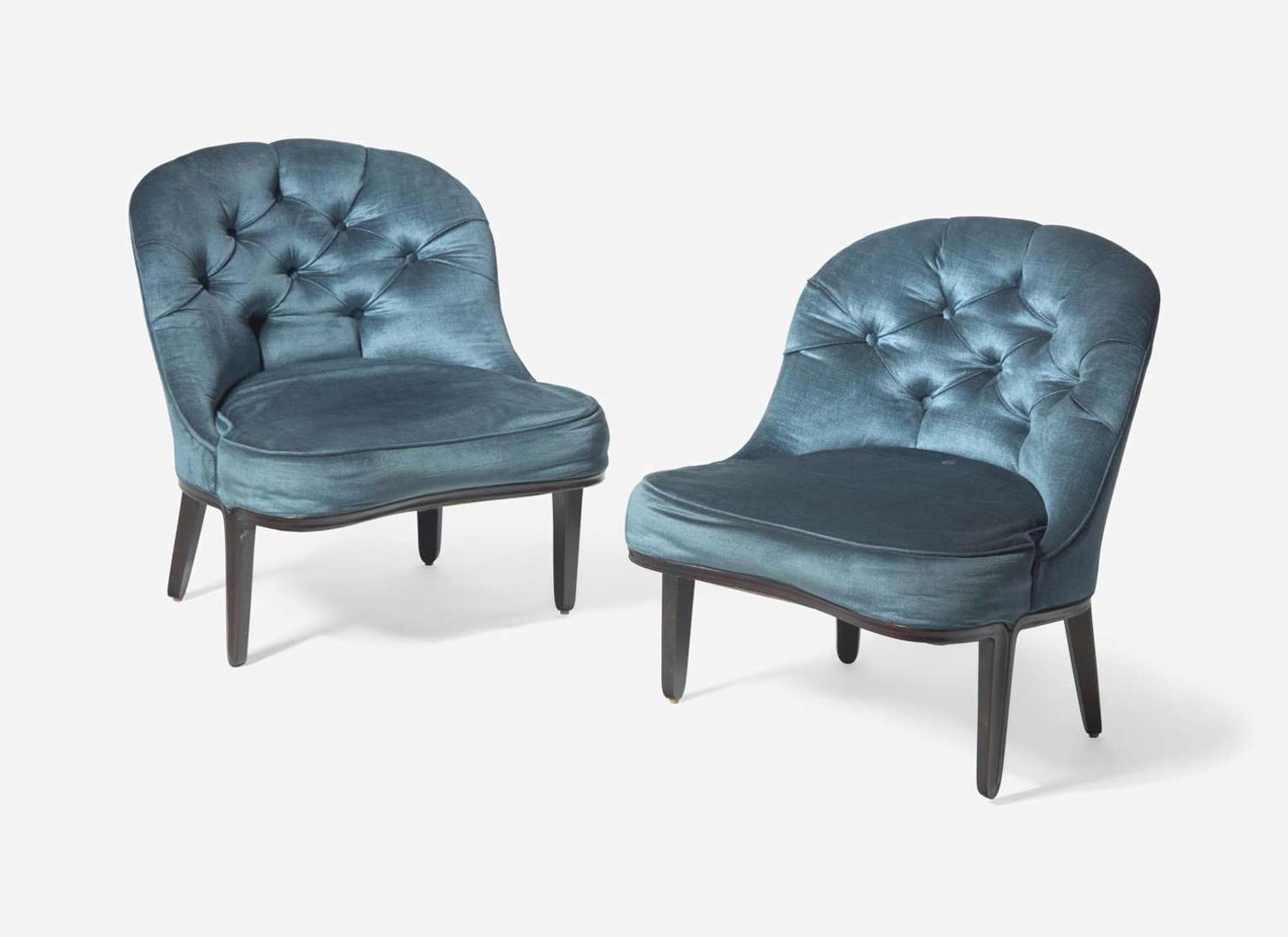 Edward Wormley for Dunbar, Pair of "Janus" Chairs and Ottoman