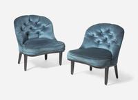 Edward Wormley for Dunbar, Pair of "Janus" Chairs and Ottoman