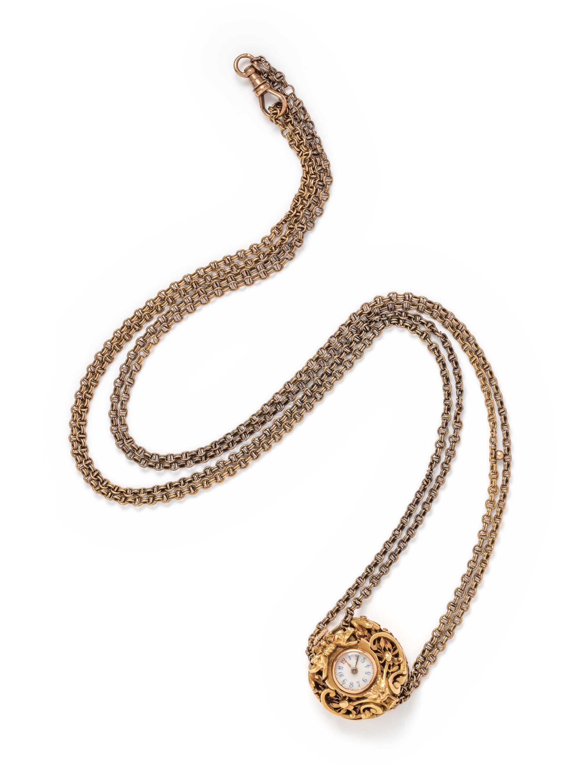 YELLOW GOLD PENDANT WATCH