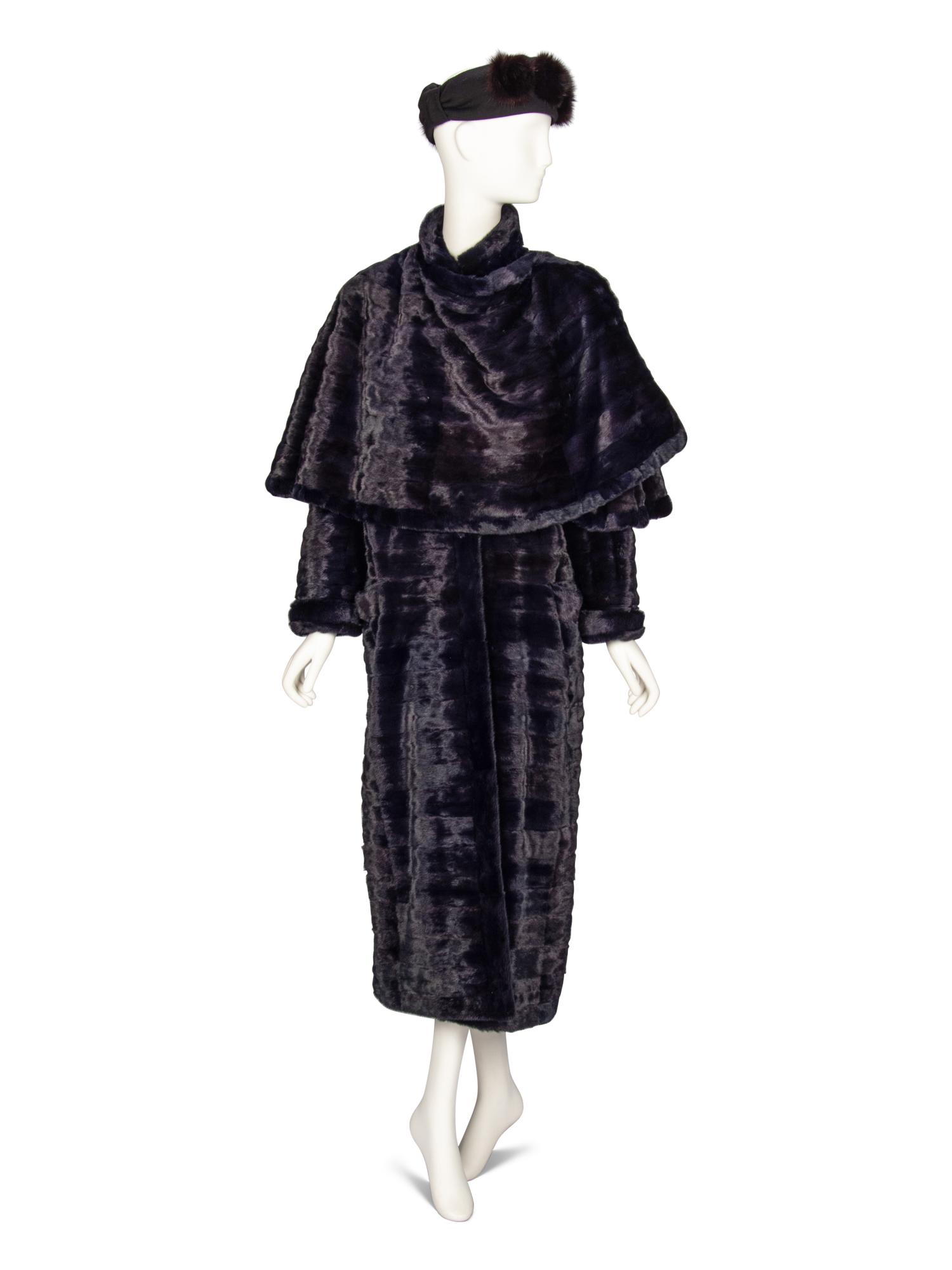 J. Mendel, Navy Ermine Fur Coat & Headband