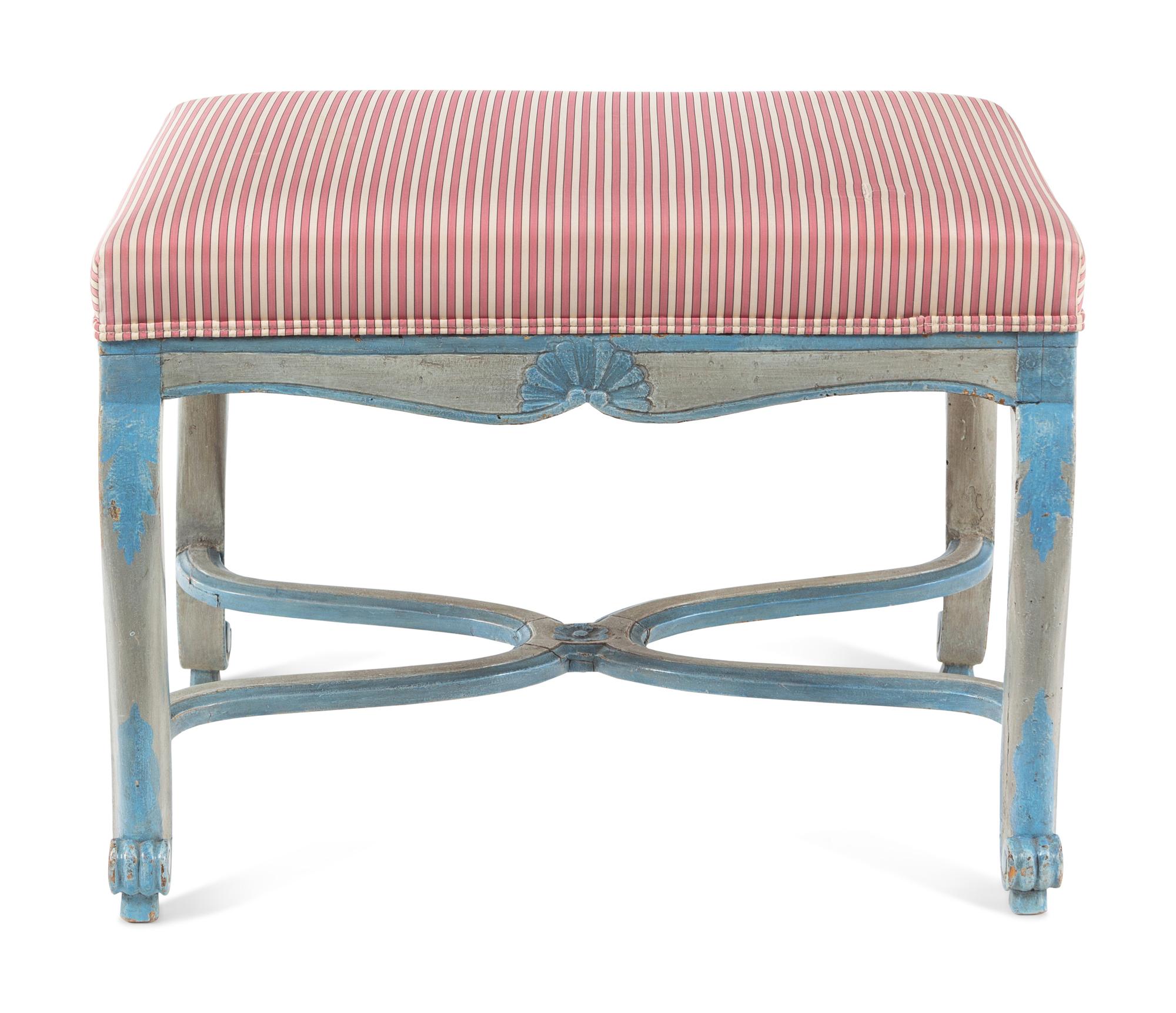 A Régence Provincial Blue-Painted Stool