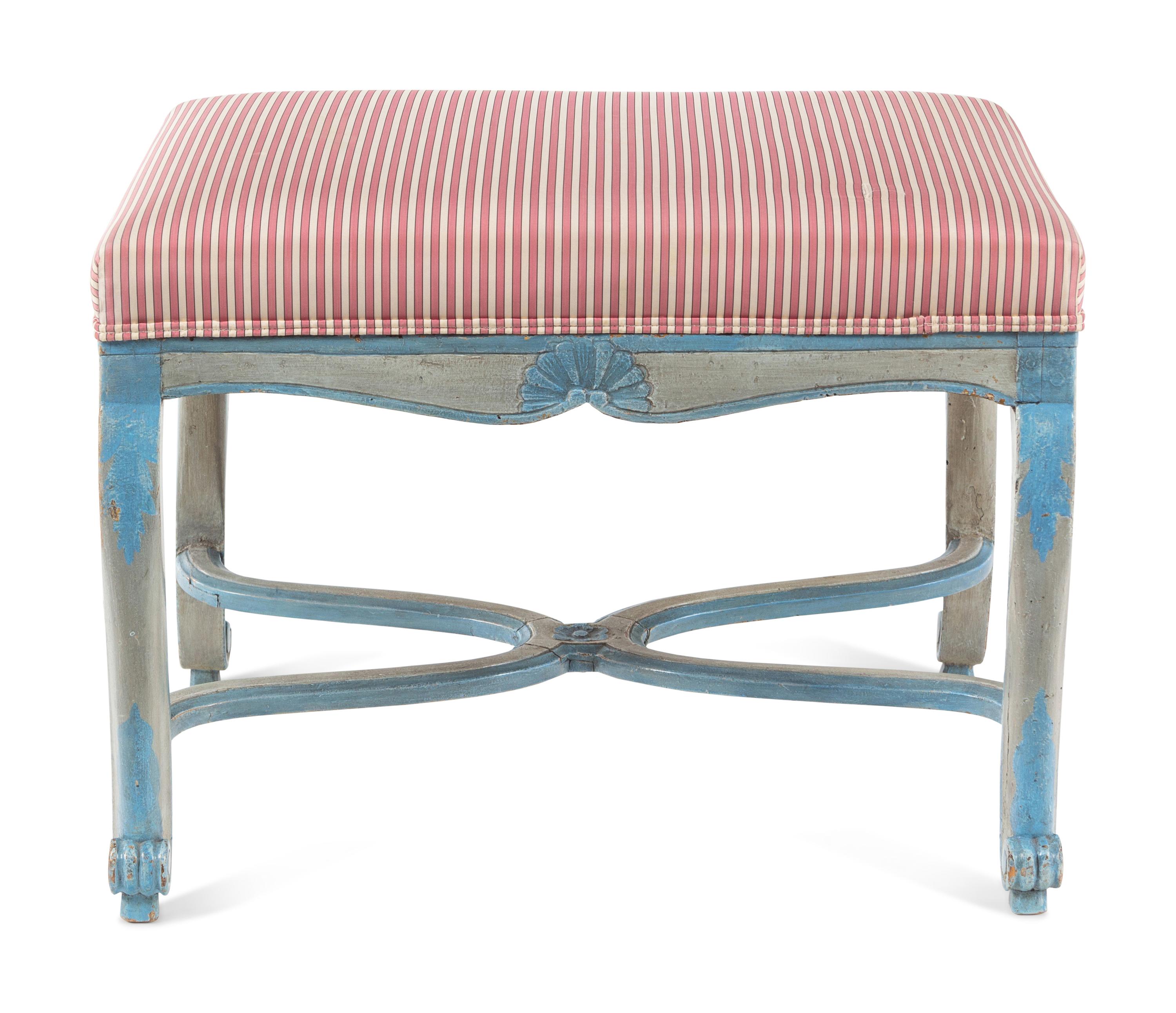 A Régence Provincial Blue-Painted Stool