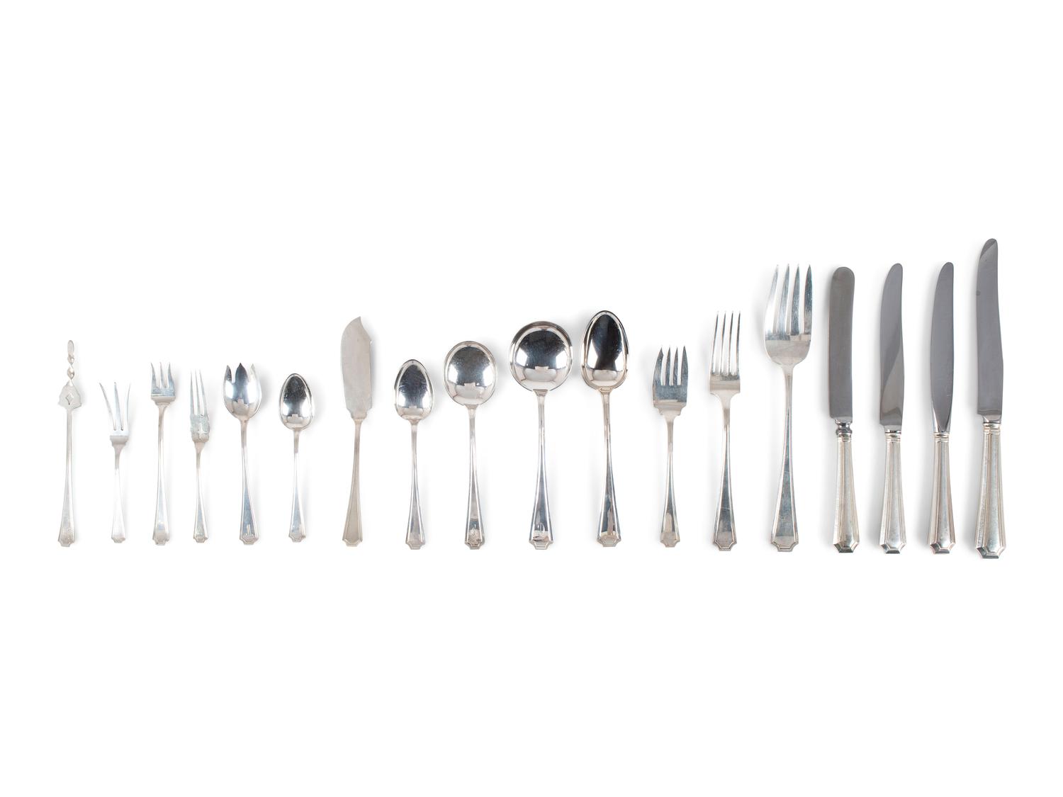 An Assembled Gorham and Durgin Silver Flatware Service