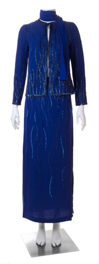 A Carven Royal Blue Blue Silk Skirt Evening Ensemble, No size.