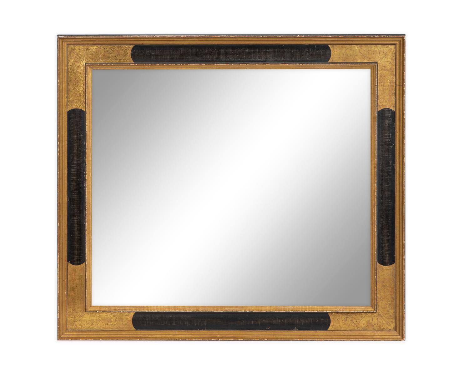 A Regency Style Ebonized and Gilt Rectangular Mirror — 20TH CENTURY