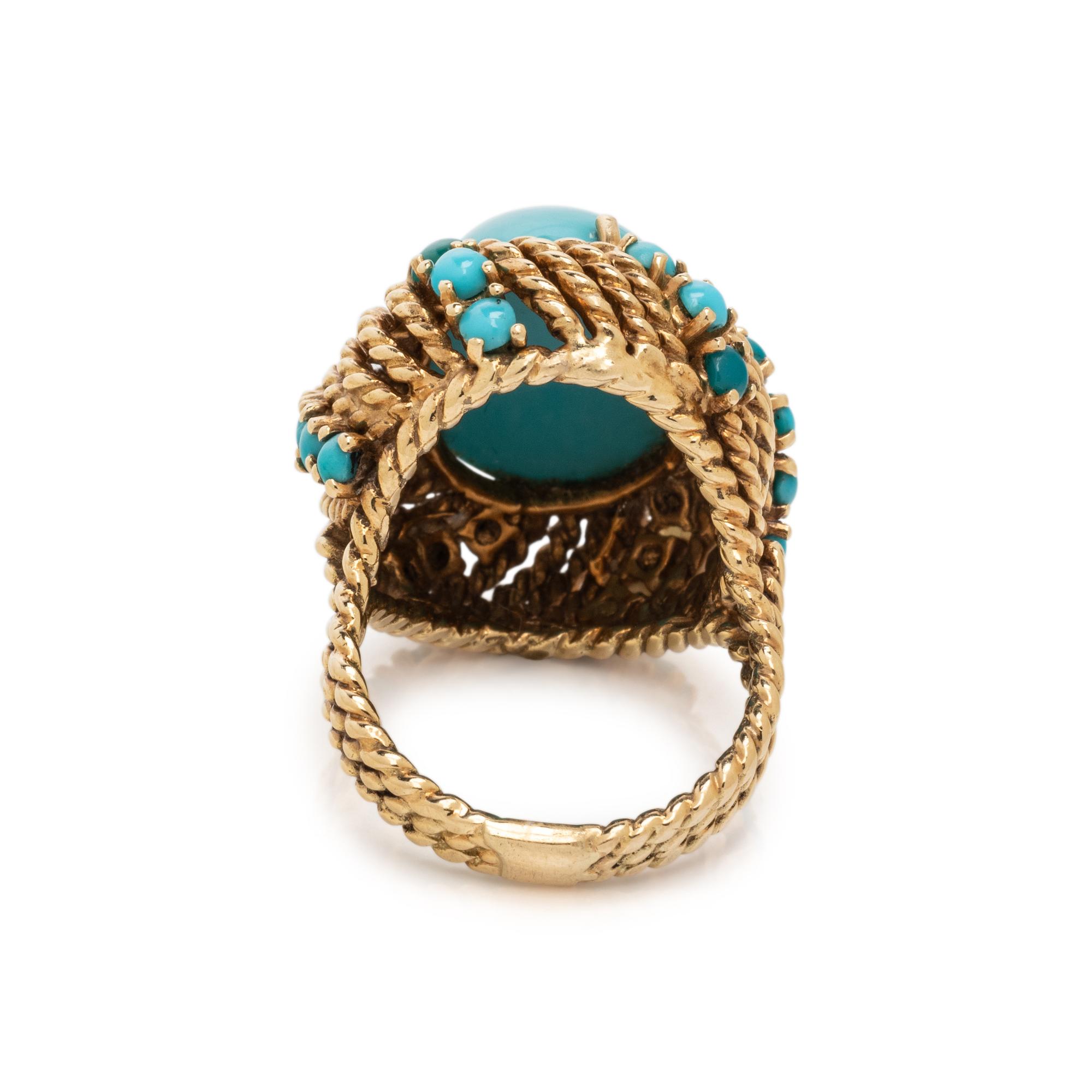 SYNTHETIC TURQUOISE AND TURQUOISE RING