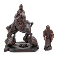 Two Chinese Carved Wood Figures