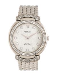 ROLEX, REF. 6683 18K WHITE GOLD AND DIAMOND 'CELLINI' WRISTWATCH